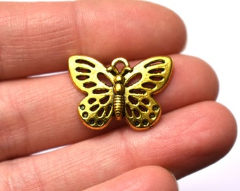 CLOSING DOWN!! 10 Golden Butterfly charms or pendants