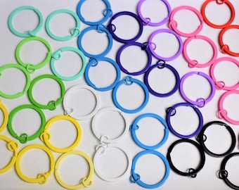 CLOSING DOWN!! 10 Coloured Keyrings, Spray painted brass split rings, colourful keyring findings