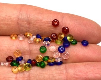 FERMETURE !! 50 perles de verre tchèques, mélange de petites perles de verre colorées