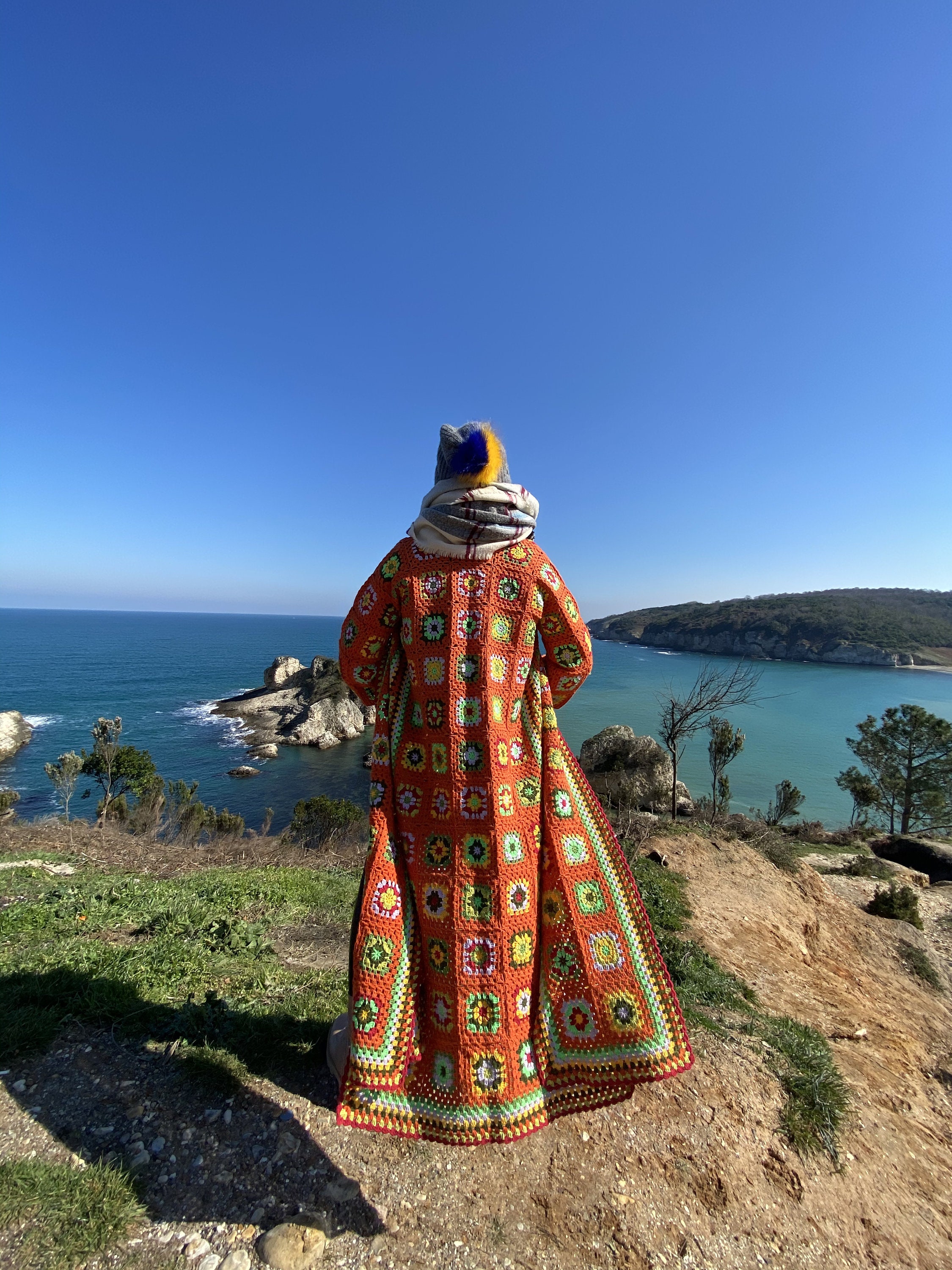 Multi Colored Knit Cardigan Afghan Cardigan Patchwork Etsy