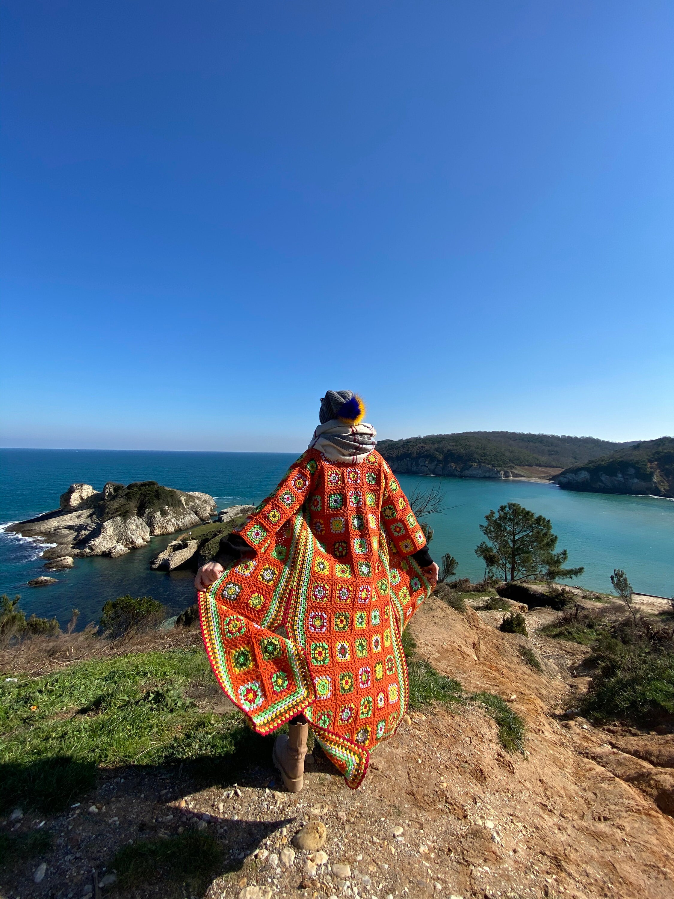 Multi Colored Knit Cardigan Afghan Cardigan Patchwork Etsy