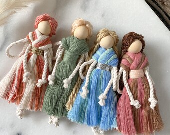Macrame angels | Macrame worry dolls | Worry Angels | Worry Dolls - gold thread string.