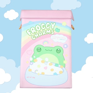 Froggy charms kawaii cereal backpack, Kawaii bag, cute backpack, Women Backpack, Cute Purse For Her, cute bag