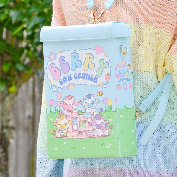 Berry cow crunch kawaii cereal backpack, Kawaii bag, cute backpack, Women Backpack, Cute Purse For Her, cute bag