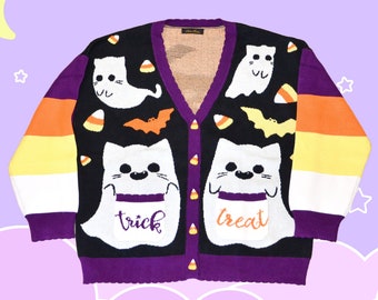 Phantom Cats of Salem cardigan Halloween cardigan Halloween sweater