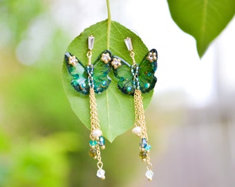 Butterfly earrings, fairy earrings, cute earrings, gift, birthday gift, cottagecore gift, frog gift, fun earrings