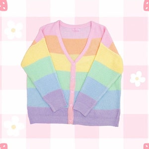 Rainbow cardigan, Rainbow sweater, Rainbow clothes, fairy kei, Kawaii clothing - Pastel clothing - Oversized