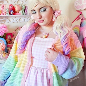 Rainbow cardigan, Rainbow sweater, Rainbow clothes, fairy kei, Kawaii clothing Pastel clothing Oversized image 2