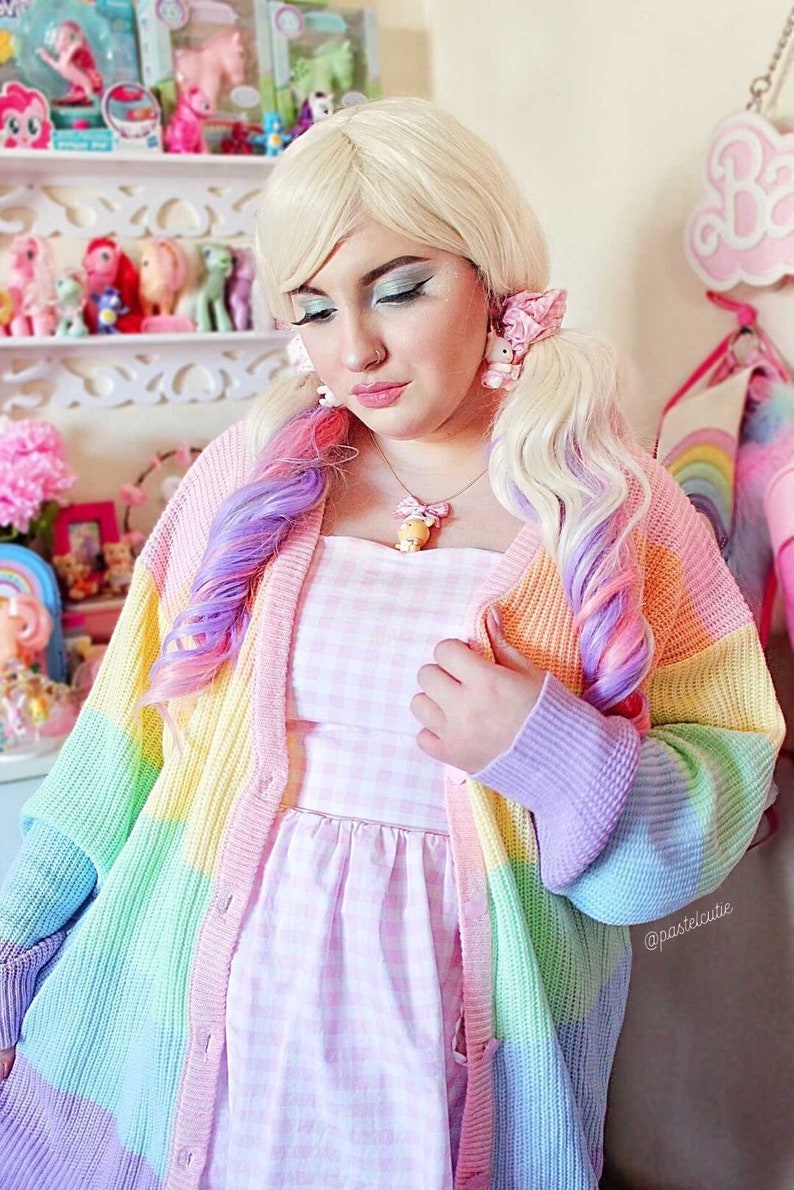 Rainbow cardigan, Rainbow sweater, Rainbow clothes, fairy kei, Kawaii clothing Pastel clothing Oversized image 2