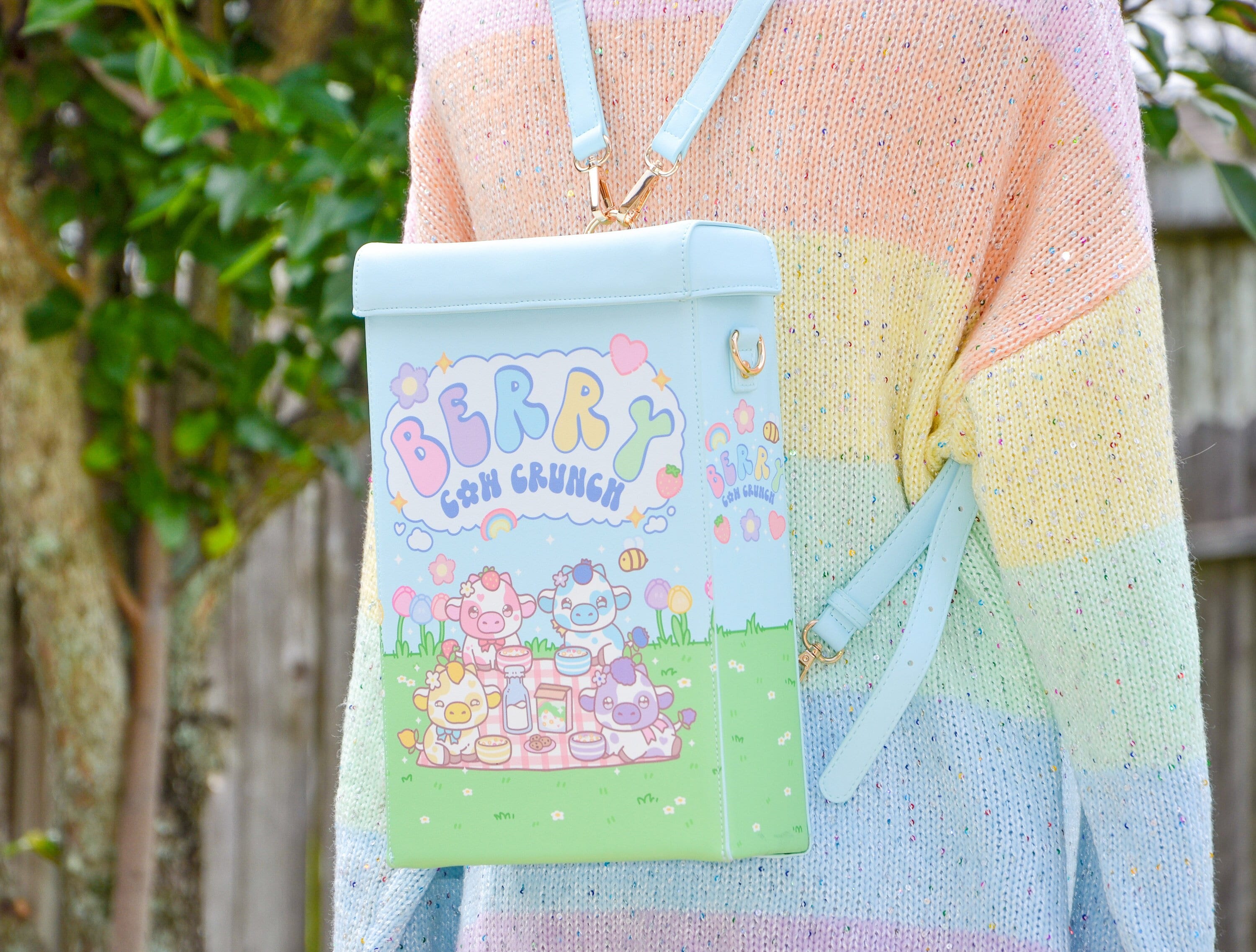 Berry Cow Crunch Kawaii Cereal Backpack, Kawaii Bag, Cute Backpack