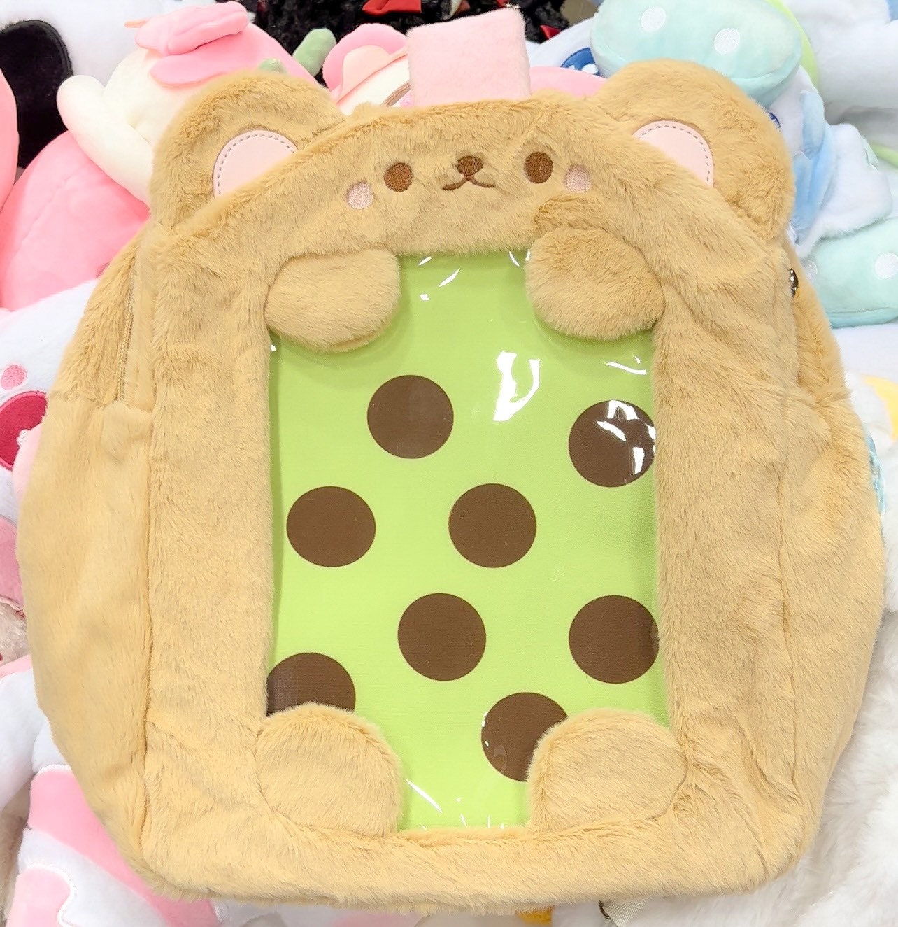 Kuma tea milk tea boba tea backpack, Kawaii bag, cute backpack, Women
