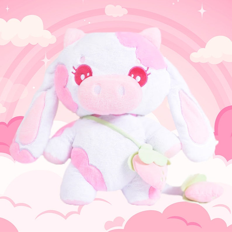 Ruby the Strawberry Cow, Kawaii bag, cute Stuffed Animal Plush, Women Plush Bag, Cute Purse For Her, lolita bag 