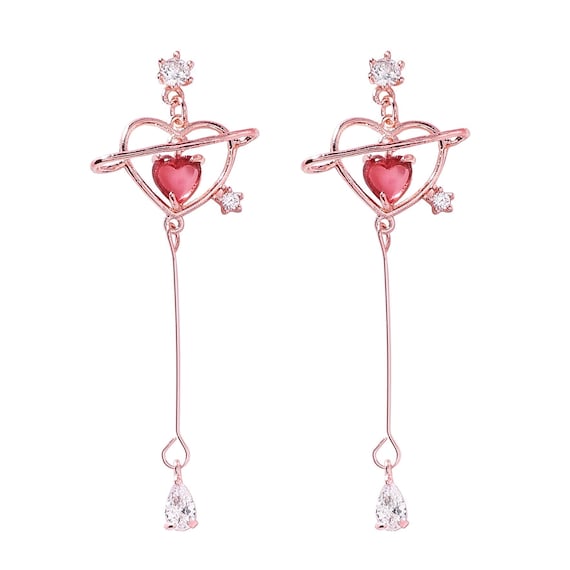 Magical girl heart earrings, cute earrings, pink earrings
