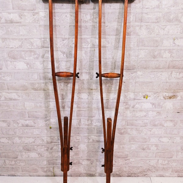 Retro Military Crutches: Vintage Medical Equipment Perfect for Home Decor or Collectors