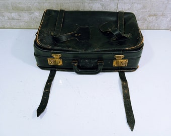 VINTAGE BLACK SUITCASE Vintage bag Vintage case Black travelling bag 1960's