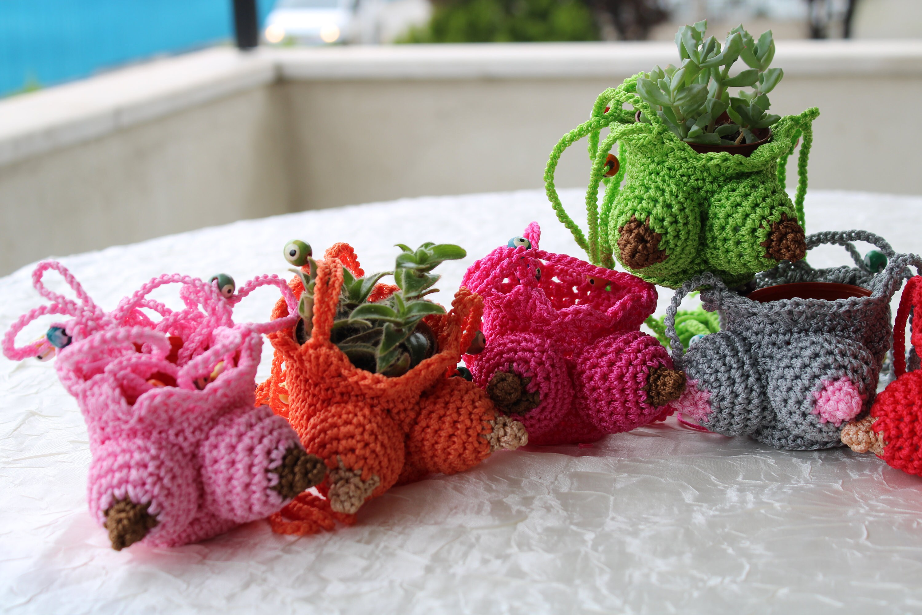 Häkel Hängepflanze Für Auto - Gestrickte Spiegel Deko Sukkulenten