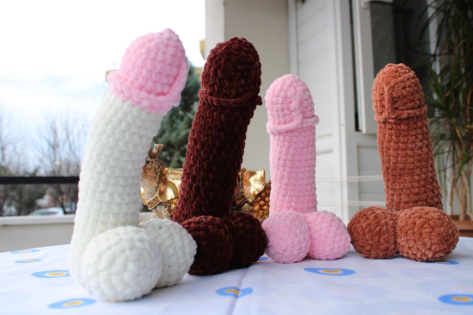 Funny crochet dickLGBTQCrochet plush penis soft dick gift image 1.