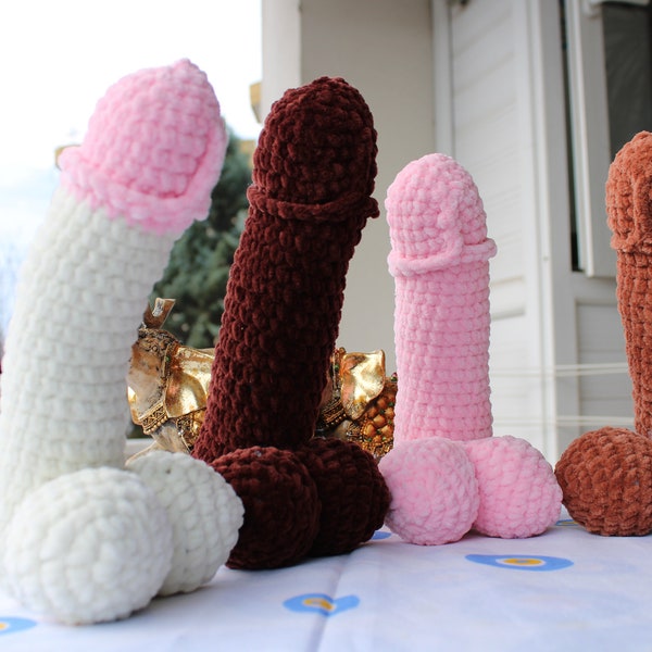 Lustig gehäkelter Plüsch Penis, Knebelgeschenk, Hundespielzeug