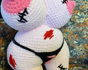 Crochet Zombie body pillow, Butt Pillow, Crochet Booty,Pink Zombie Booty,Custom Butt Pillow, Booty toy,badonkadonk,unique gifts,ass pillow