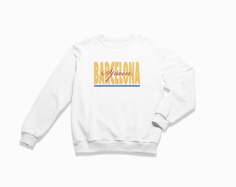 Barcelona Signature Sweatshirt: Barcelona Spain Crewneck / Retro Style Sweatshirt / Vintage Inspired Sweater