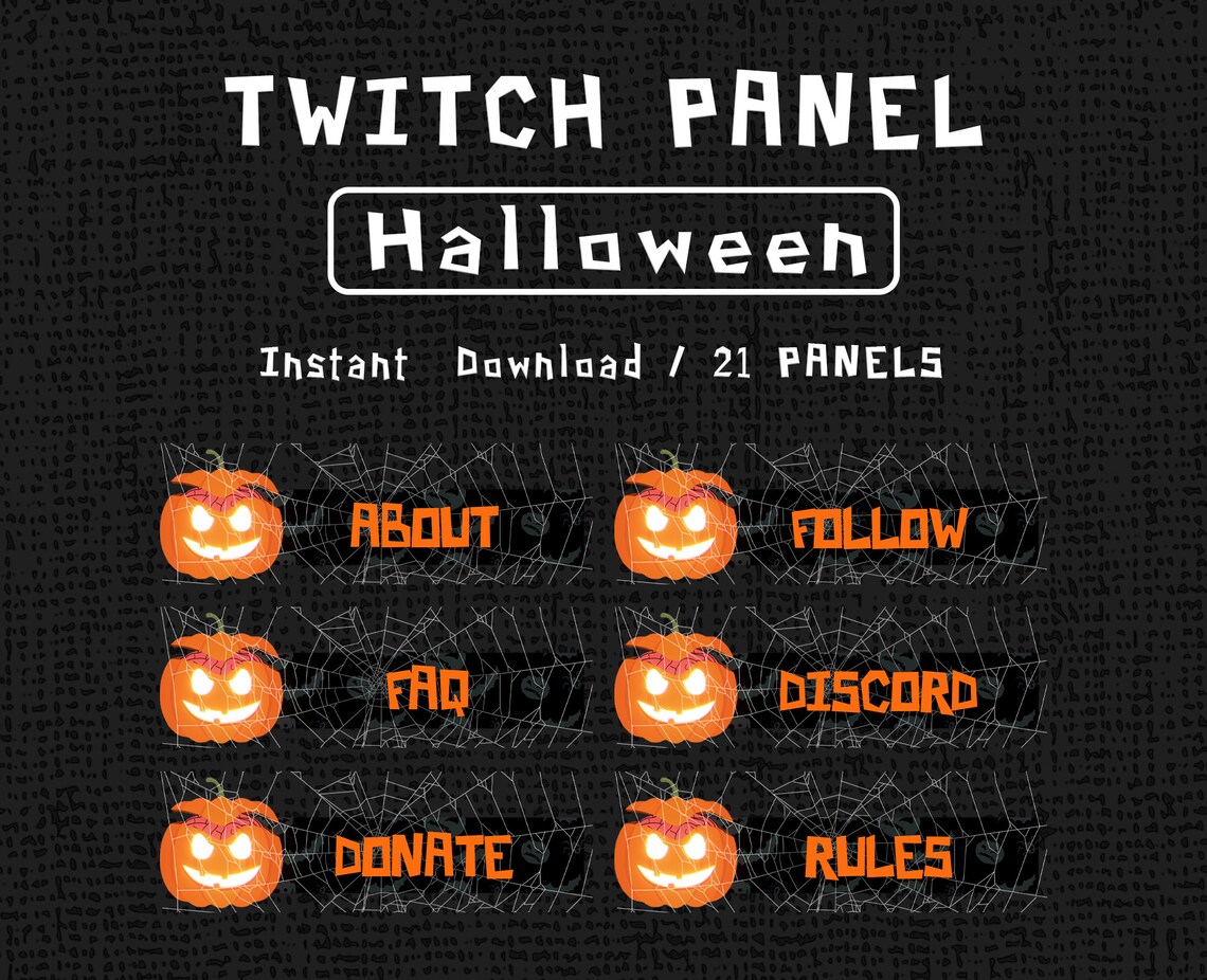 Halloween Twitch Panels 21 Twitch Panels Customizable PSD Etsy