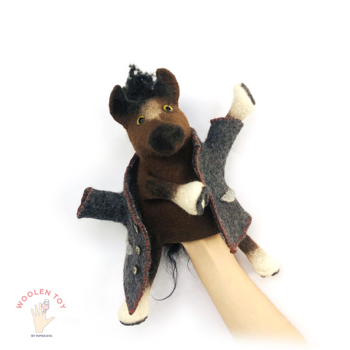 Horse Hand Puppet Felted Horse in a Jacket Hand Toy Animal Etsy Denmark