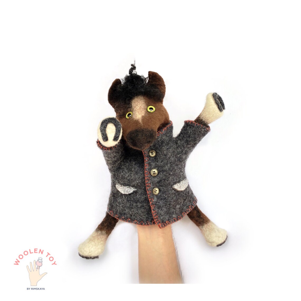 Horse Hand Puppet Felted Horse in a Jacket Hand Toy Animal Etsy Denmark