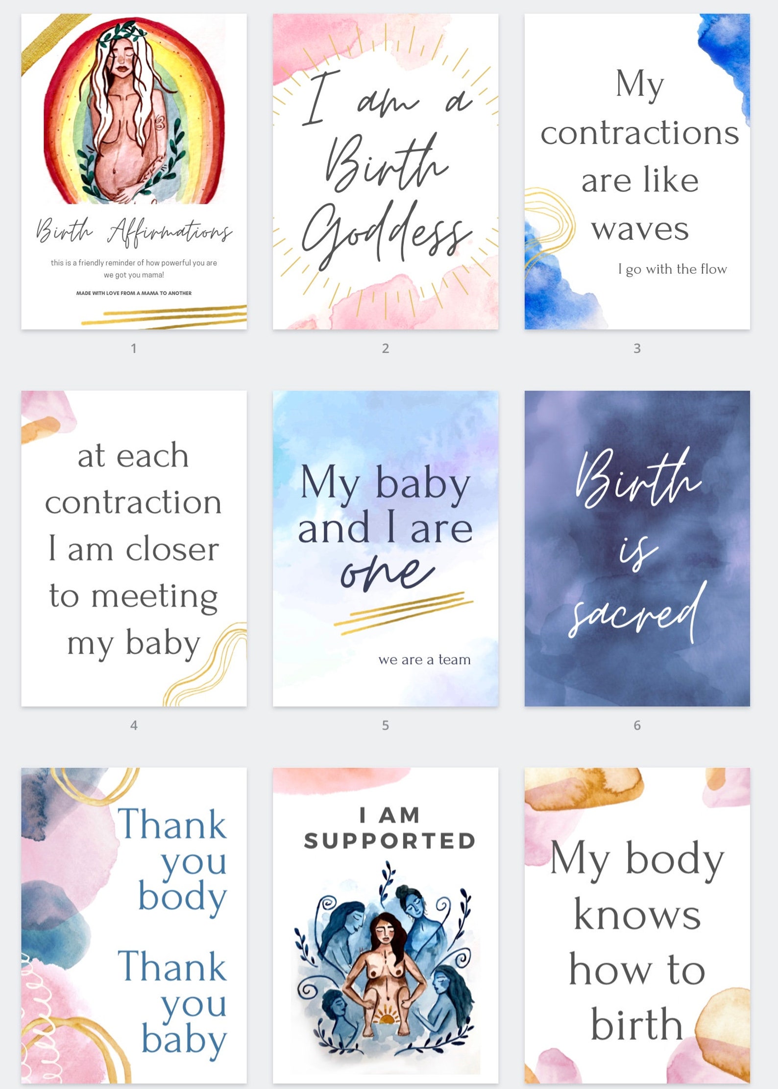 Printable Birth Affirmations, Natural Birth, Affirmations for Birth ...
