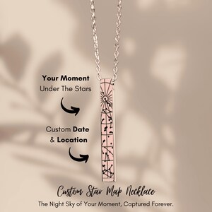 Personalized 3D Bar Star Map Necklace – Custom Engraved Night Sky Pendant – Unique Gift for Anniversaries, Birthdays, Couples