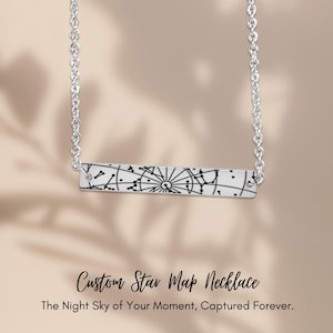 Personalized Horizontal Star Map Necklace – Custom Engraved Night Sky Pendant – Gift for Anniversaries, Birthdays, Couples