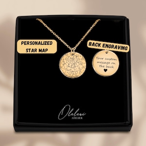 Personalized Star Map Necklace – Custom Engraved Night Sky Pendant – Gift for Anniversaries, Birthdays, Couples in Gold, Silver, Rose Gold