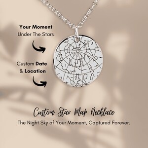 Personalized Star Map Necklace – Custom Engraved Night Sky Pendant – Gift for Anniversaries, Birthdays, Couples in Gold, Silver, Rose Gold