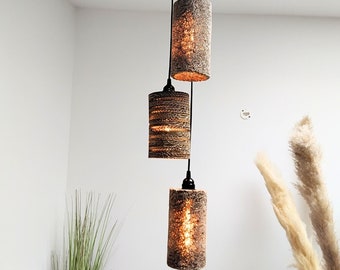 Multi-lamp cardboard pendant light, Tube lampshade, Decorative pendant light, Modern and natural light pendant light, Designer hanging lamp