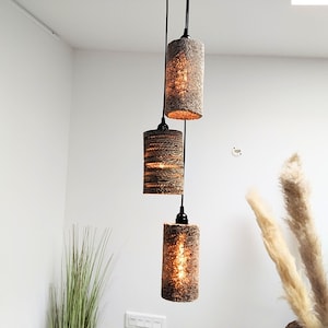 Lámpara colgante de cartón multilámpara, Pantalla de tubo, Lámpara colgante decorativa, Lámpara colgante de luz moderna y natural, Lámpara colgante de diseño