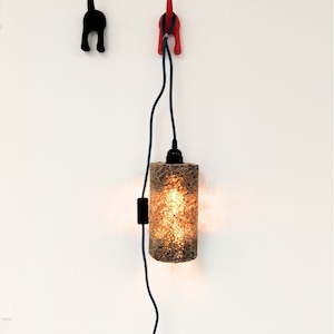 Lámpara de pared colgante de cartón, Lámpara de pie original con estampado de encaje, Lámpara de pared de diseño, Lámpara cilíndrica, Lámpara de noche de cartón