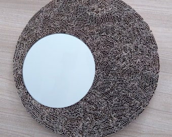 Small round cardboard wall mirror, Designer mirror, Asymmetrical mirror, Shaped mirror, Irregular mirror, Wavy mirror, Geometric mirror