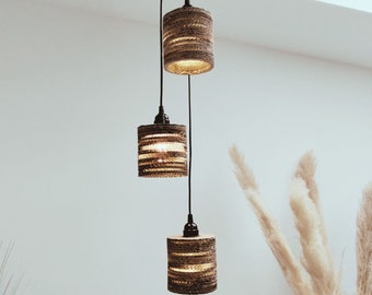 Original and designer multi-lamp pendant light, Multiple ceiling light, Corner pendant light, Tube lampshade, Decorative pendant light