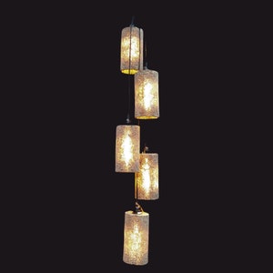 Designer multi-lamp pendant light, Suspended tube lampshade, Corner pendant light, Decorative pendant light, Original designer pendant light