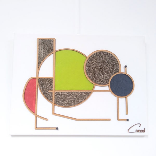 Tableau décoratif Abstrait et Pop - Art mural moderne en bois découpé et dentelle de carton - Création unique - Illustration inspiration 70