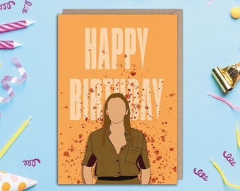 Killing Eve Birthday Card | Villanelle Illustration | Funny Card for Her