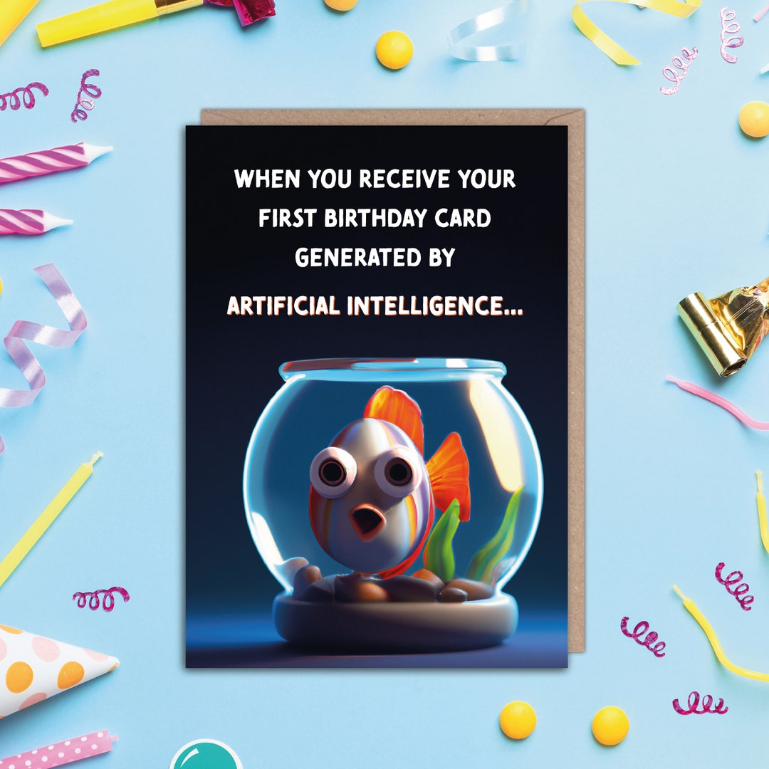 Artificial Intelligence Birthday Card Ai Birthday Digital Art Card Card