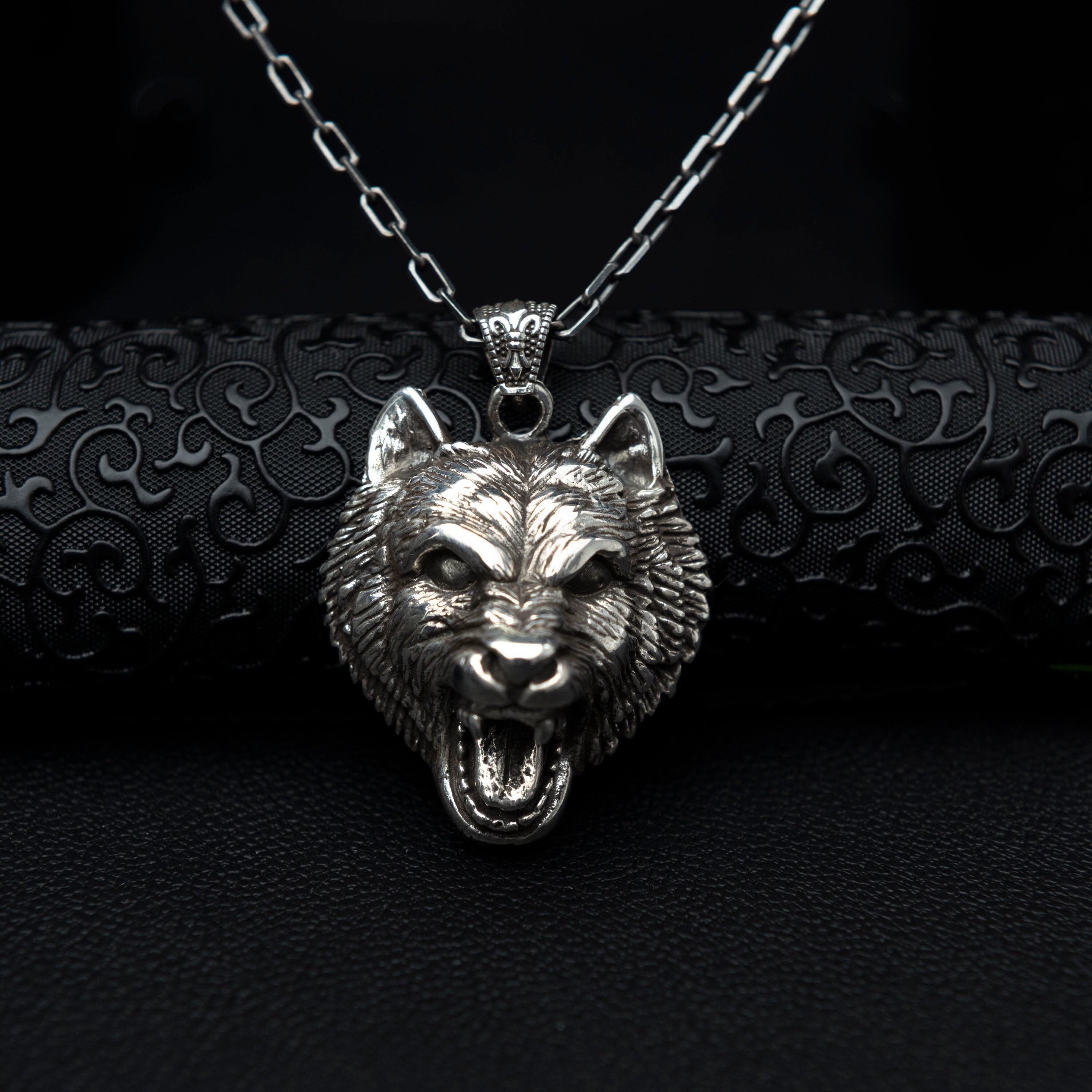 Silver Bear Head Necklace Men Bear Necklace Silver Chain Etsy Canada