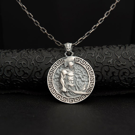 Greek Spartan Silver Man Necklace Leonidas Pendant Silver - Etsy