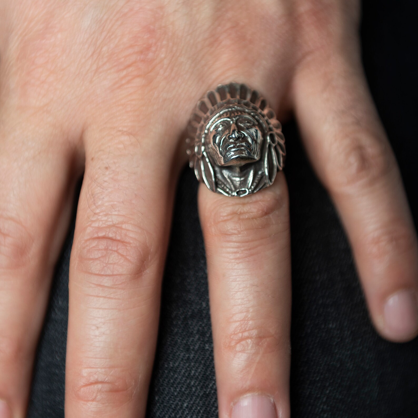 Silver Native American Indian Ring Oxidized Silver American - Etsy