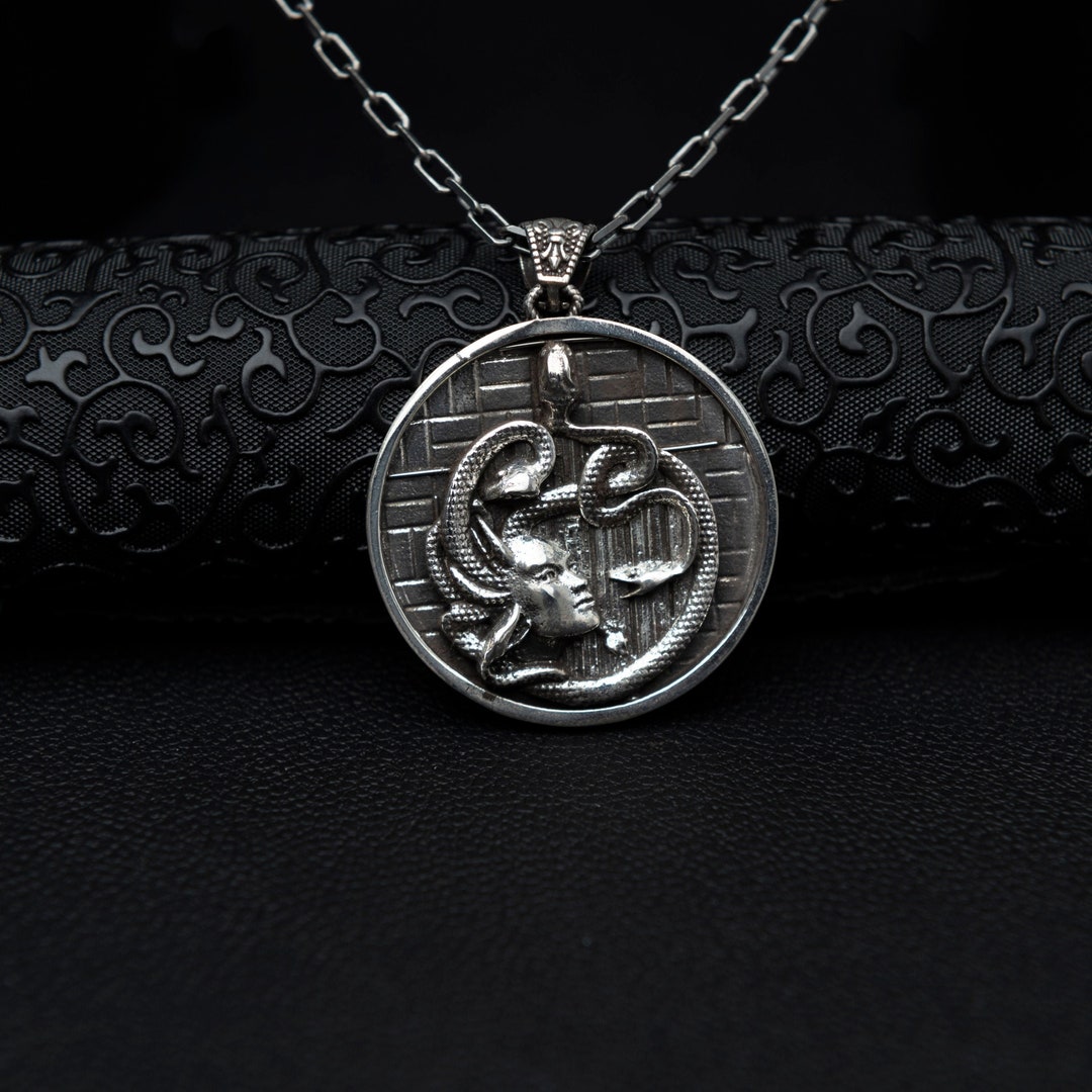 Men Silver Medusa Necklace Greek Mythology Jewelry - Etsy