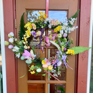 Pastel Easter Egg Wreath, Pastel Spring Wreath, Easter Wreath, Floral Wreath