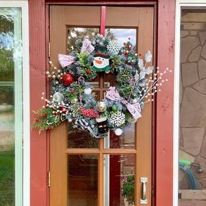 Adorable Snowman Christmas Wreath, Christmas Wreath, Snowy Pine Snowman Wreath