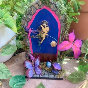 Enchanted Blue Magical Fairy Door, Whimsical Fae Portal, Magical Fairy House, Gnome Home, Fairycore, Fairy Garden, Pixie Door, Elf Door.