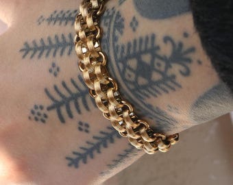 18K Gold Plated Vintage Style Bracelet | Gold Bracelet | Chunky Gold Bracelet | Gold Chain Bracelet | Chain Bracelet | Chunky Chain Bracelet