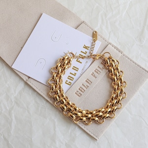 18K Gold Plated Vintage Style Bracelet | Gold Bracelet | Chunky Gold Bracelet | Gold Chain Bracelet | Chain Bracelet | Chunky Chain Bracelet